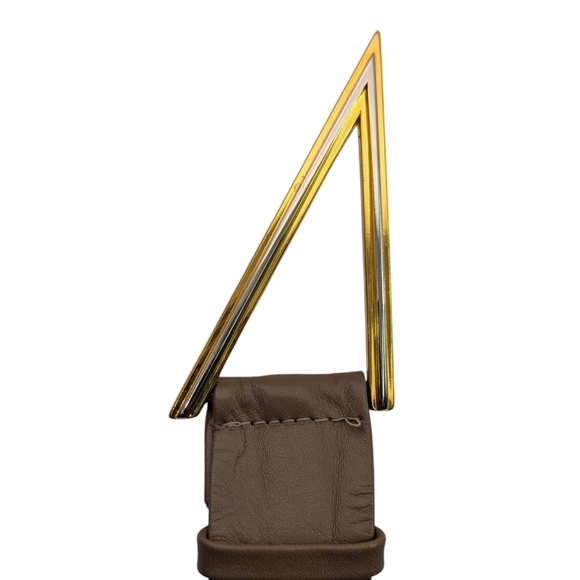 Vintage Tan Taupe Leather Belt Retro Mixed Metal Buckle Size S - Picture 4 of 6